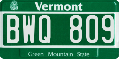 VT license plate BWQ809