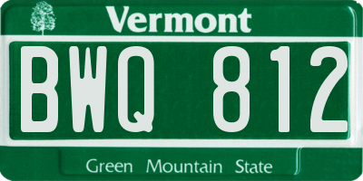 VT license plate BWQ812