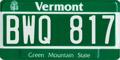 VT license plate BWQ817