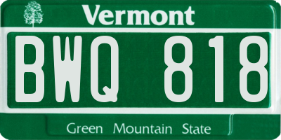 VT license plate BWQ818