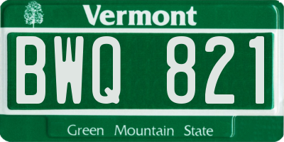 VT license plate BWQ821
