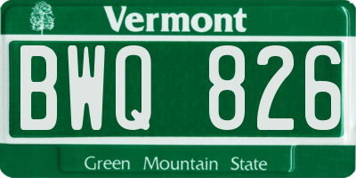 VT license plate BWQ826