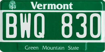 VT license plate BWQ830