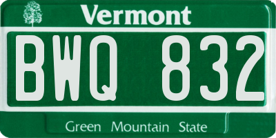 VT license plate BWQ832