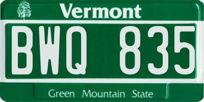VT license plate BWQ835