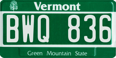 VT license plate BWQ836