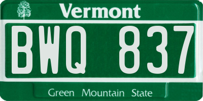 VT license plate BWQ837