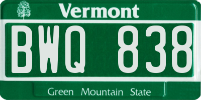 VT license plate BWQ838