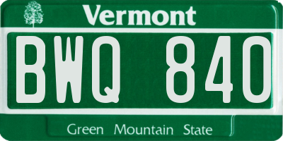 VT license plate BWQ840