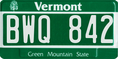 VT license plate BWQ842