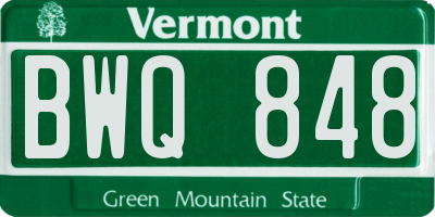VT license plate BWQ848