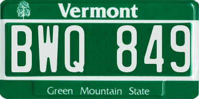 VT license plate BWQ849