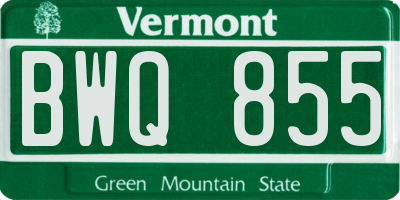VT license plate BWQ855