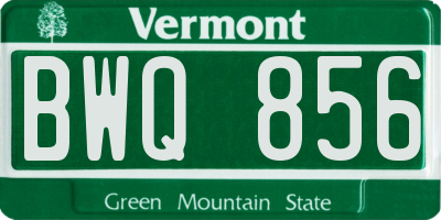 VT license plate BWQ856