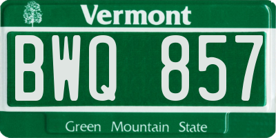 VT license plate BWQ857