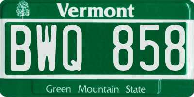 VT license plate BWQ858