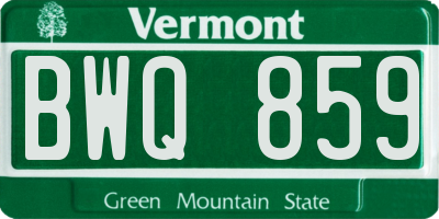 VT license plate BWQ859