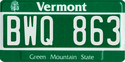 VT license plate BWQ863