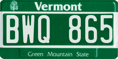 VT license plate BWQ865