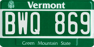 VT license plate BWQ869