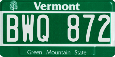 VT license plate BWQ872