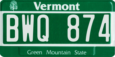 VT license plate BWQ874