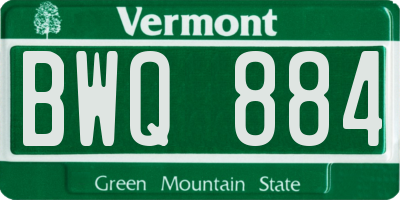 VT license plate BWQ884
