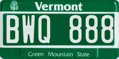 VT license plate BWQ888