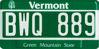 VT license plate BWQ889