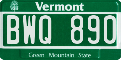 VT license plate BWQ890