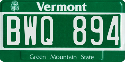 VT license plate BWQ894