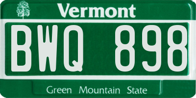 VT license plate BWQ898