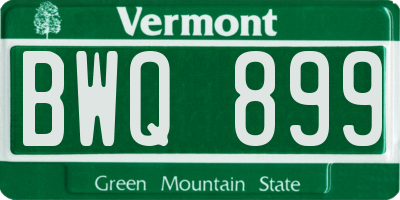 VT license plate BWQ899