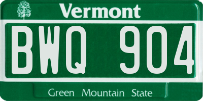 VT license plate BWQ904