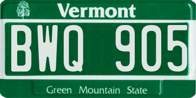 VT license plate BWQ905