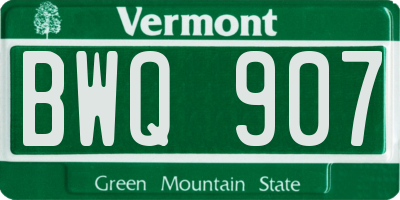 VT license plate BWQ907