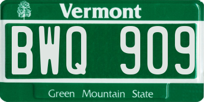 VT license plate BWQ909