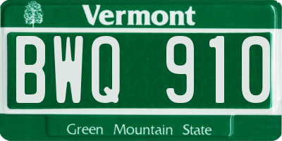 VT license plate BWQ910