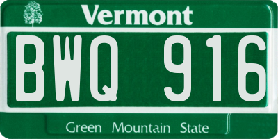 VT license plate BWQ916