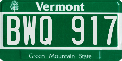 VT license plate BWQ917