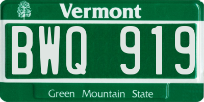 VT license plate BWQ919