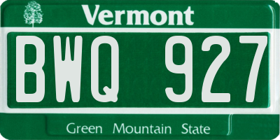 VT license plate BWQ927