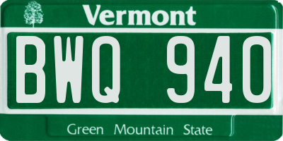 VT license plate BWQ940