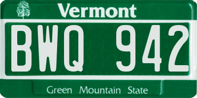 VT license plate BWQ942