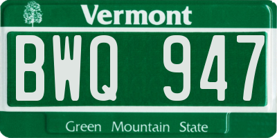 VT license plate BWQ947