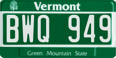 VT license plate BWQ949
