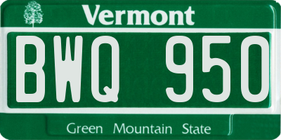 VT license plate BWQ950
