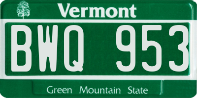 VT license plate BWQ953
