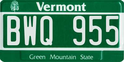 VT license plate BWQ955