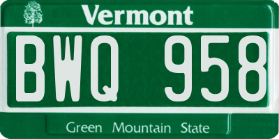 VT license plate BWQ958